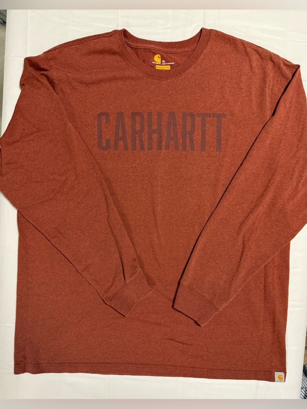 Carhartt XL Original Fit Long Sleeve Logo Tee Rust Heather Shirt